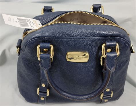 Michael Kors Bedford Mid Bowling Satchel Navy Blue 